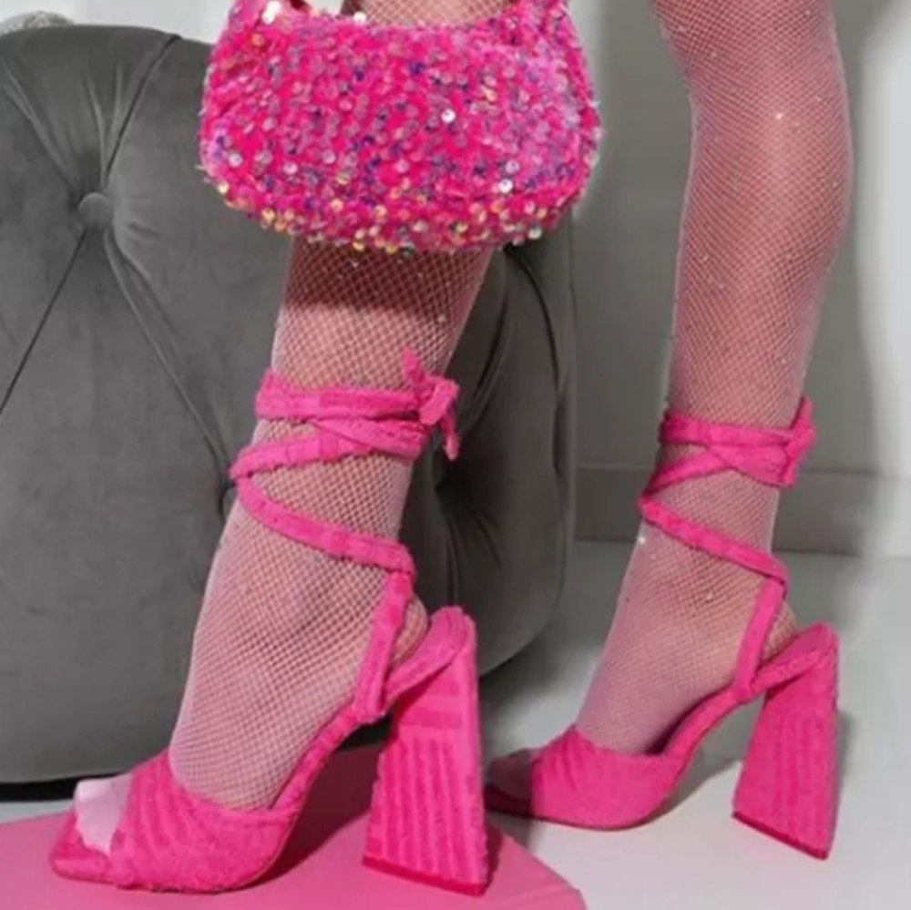 Wedge material girl heels